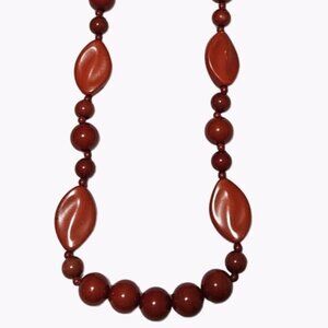 African Inspired Orange Oval Beaded Statement Necklace Boho Fashion Jewelry